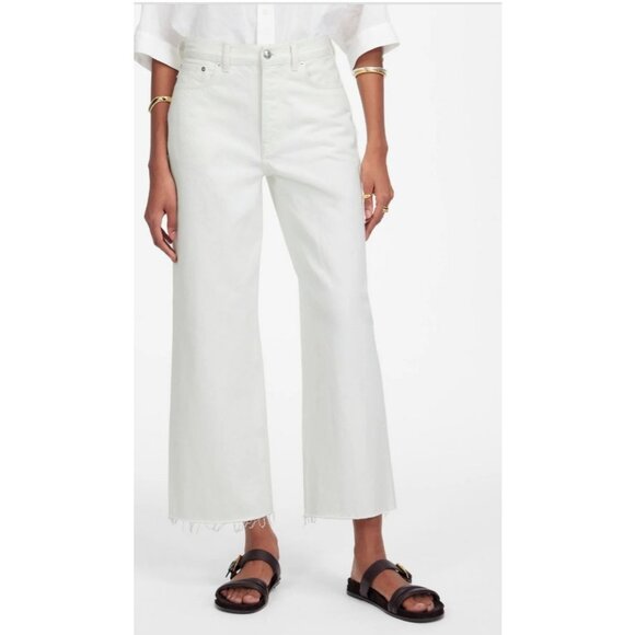 Madewell Low-Slung Baggy Crop Jeans Women's Size 25 in Pure White New With Tags! - Picture 1 of 5